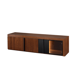TV stolek Paris II 25 182 cm z masivu s LED osvětlením dub antický/černý