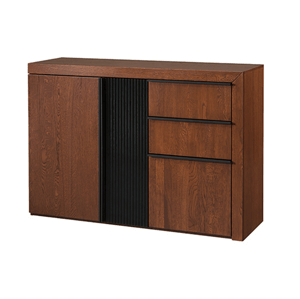 Komoda Paris II 46 130 cm z masivu s LED osvětlením dub antický/černá