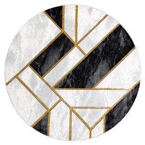 Kulatý koberec ESTEMA MARBLE3 bílo-černý