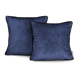Sada 2 ks povlaků na polštáře AmeliaHome Velvet Piping 45x45 cm indigové