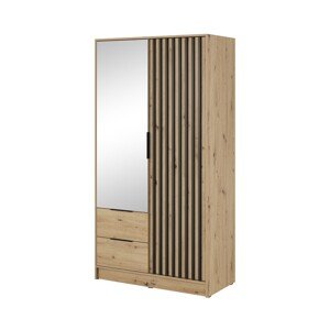 Šatní skříň Nelly 105 cm se zrcadlem dub artisan/černá