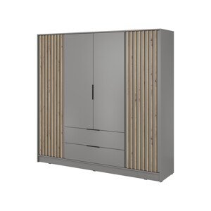 Šatní skříň Nelly 206 cm šedá/dub artisan