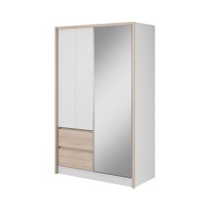Šatní skříň Sara III 134 cm bílá/dub sonoma
