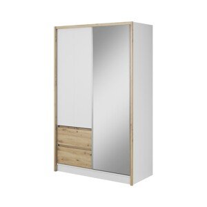 Šatní skříň Sara III 134 cm bílá/dub artisan