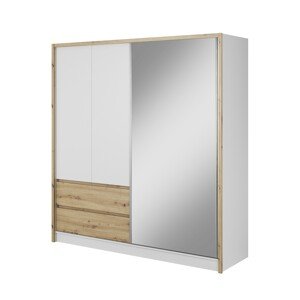 Šatní skříň Sara III 204 cm bílá/dub artisan