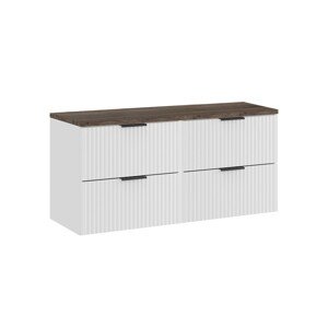 Závěsná skříňka pod umyvadlo Casad s deskou 120 cm bílá/dub santafe vintage