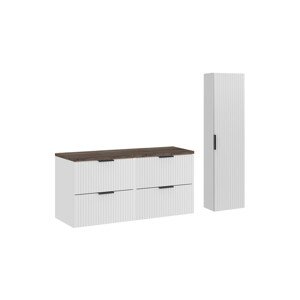 Koupelnová sestava Casad s deskou, umyvadlem a skříňkami 120 cm bílá/dub santafe vintage