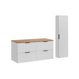 Koupelnová sestava Casad s deskou a skříňkami 120 cm bílá/dub wotan