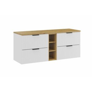 Závěsná skříňka pod umyvadlo Casad s deskou 140 cm bílá/dub artisan