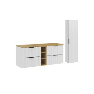 Koupelnová sestava Casad s deskou a skříňkami 140 cm bílá/dub artisan
