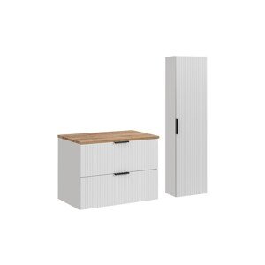 Koupelnová sestava Casad s deskou a skříňkami 80 cm bílá/dub wotan