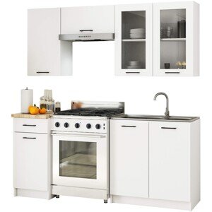 Kuchyňská linka Olivie H720 1,8 m prosklená bílá/dub sonoma