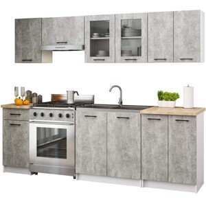 Kuchyňská linka Olivie 2,4 m prosklená beton