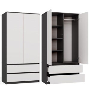 Šatní skříň Malwa SS-90 cm antracit/bílá