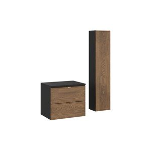 Koupelnová sestava s deskou a skříňkami Talia Casella 60 cm černý mat/dub casella