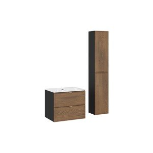 Koupelnová sestava se zápustným umyvadlem a skříňkami Talia Casella Sky 60 cm černý mat/dub casella