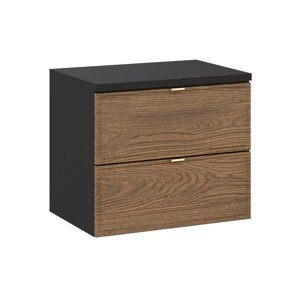 Závěsná skříňka pod umyvadlo Talia Casella s deskou 60 cm černý mat/dub casella
