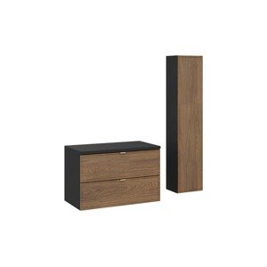 Koupelnová sestava s deskou a skříňkami Talia Casella 80 cm černý mat/dub casella
