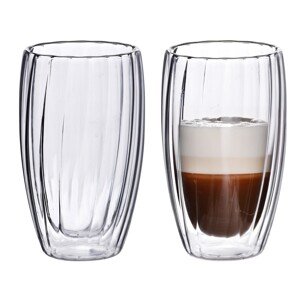Sada 2 ks skleněných hrnků PETER STRIPES 450 ml čirá