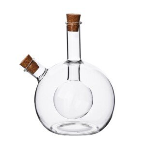 Skleněná láhev 2v1 PETER na olej 400 ml a ocet 50 ml čirá