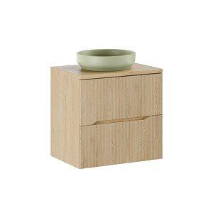 Závěsná skříňka Nordic River s deskou a umyvadlem 60 cm dub cremona