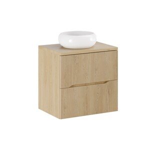 Závěsná skříňka Nordic Wiki s deskou a umyvadlem 60 cm dub cremona