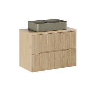 Závěsná skříňka Nordic Trust s deskou a umyvadlem 80 cm dub cremona