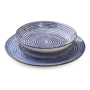Porcelánová sada 18 ks talířů STRIPES BLUE modrá