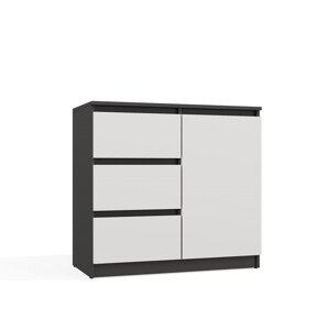 Komoda Malwa 1D3S 80 cm antracit/bílá