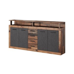 Komoda Luna 190 cm dub Matera tmavý/šedá