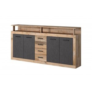 Komoda Luna 190 cm dub Matera světlý/šedá