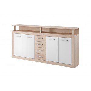Komoda Luna 190 cm dub sonoma/bílá