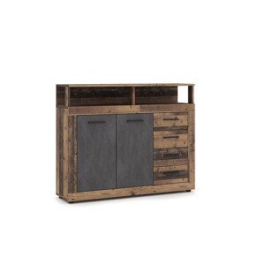 Komoda Luna 119 cm dub Matera tmavý/šedá