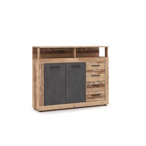 Komoda Luna 119 cm dub Matera světlý/šedá