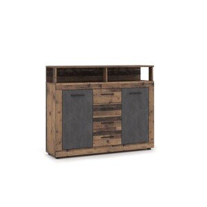 Komoda Luna 119 cm dub Matera tmavý/šedá II