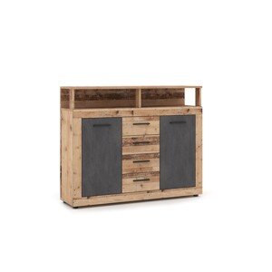 Komoda Luna 119 cm dub Matera světlý/šedá II