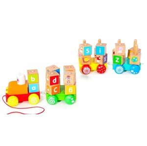 Drevený vláčik s kockami Ecotoys - 26 ks