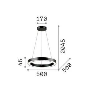 Ideal Lux LED závesné svietidlo Oracle, čierne, 3 000 K, Ø 50 cm