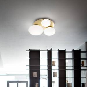 Stropné svietidlo Ideal Lux Ninfea, mosadzná farba, opálové sklo, 3 svetlá.