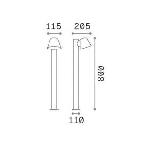Plynové svetlo na cestu Ideal Lux, čierne, hliník, výška 80 cm