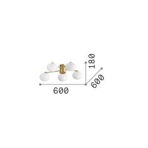 Ideal Lux Hermes stropné svietidlo, biele, 60 cm, 5 svetiel, sklo