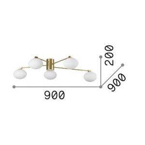 Ideal Lux Hermes stropné svietidlo, biele, 90 cm, 5 svetiel, sklo