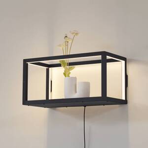 Lindby LED nástenné svetlo Birta, závesné, zástrčka, polica, 51 cm