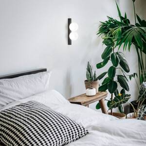 Ideal Lux LED nástenné svietidlo Ping Pong čierne 2-svetelné opálové sklo