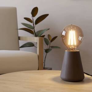 Stolná lampa Asby, tmavé drevo, výška 10 cm, drevo