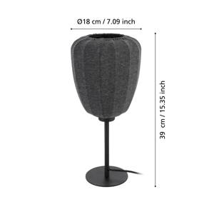 Stolová lampa Barlaston, výška 39 cm, čierna/sivá, kov/látka