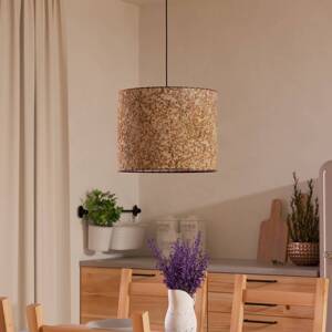 Závesná lampa Butterburn, Ø 36 cm, béžová/zelená, látka