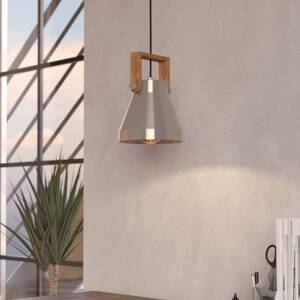 Závesná lampa Cawton, Ø 16 cm, oceľ/hnedá, oceľ/drevo