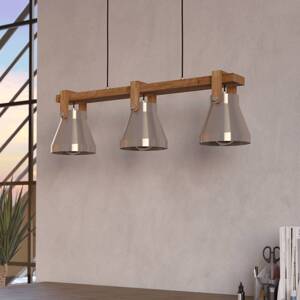 Závesná lampa Cawton, dĺžka 76 cm, oceľ/hnedá, 3 svetlá, oceľ