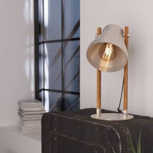 Stolová lampa Cawton, výška 38 cm, oceľ/hnedá, oceľ/drevo